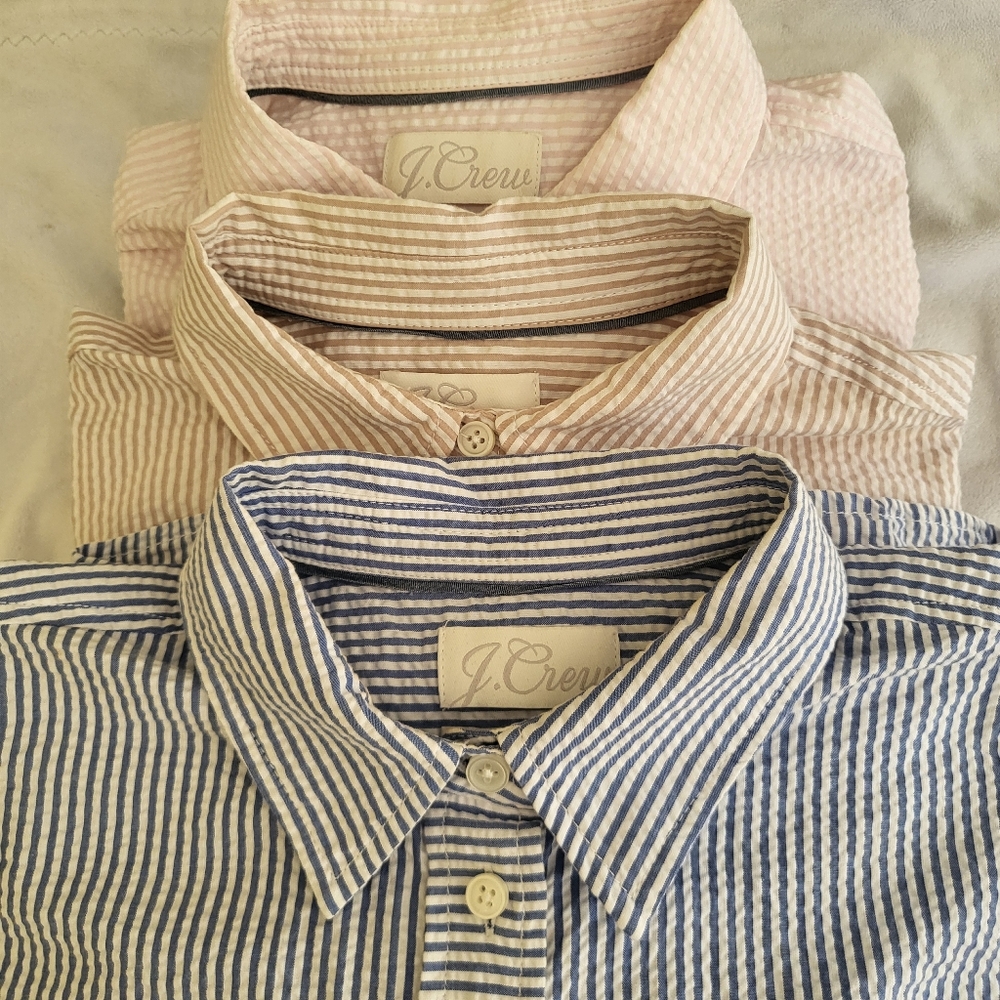 J. Crew Classic Fit Seersucker Button-Down Shirts-S8-Individually Priced